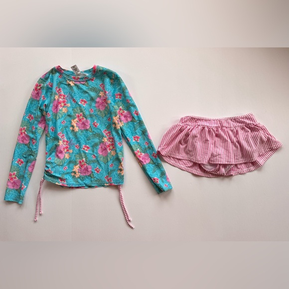 Ruffle Butts Swimsuit Skirt Rash Guard Girls Beach Resort - Picture 1 of 14